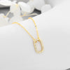 Women's Simple 925 Silver Geometric Eggshaped Pendant Necklace With Microinlay Detail