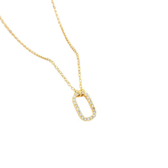 Women's Simple 925 Silver Geometric Eggshaped Pendant Necklace With Microinlay Detail