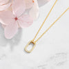 Women's Simple 925 Silver Geometric Eggshaped Pendant Necklace With Microinlay Detail