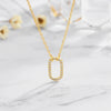 Women's Simple 925 Silver Geometric Eggshaped Pendant Necklace With Microinlay Detail