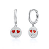 Women's Simple Smiley Face Geometric Earrings With Silver Needle Copper And Color Enamel Electroplated Ear Buckle Design