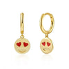 Women's Simple Smiley Face Geometric Earrings With Silver Needle Copper And Color Enamel Electroplated Ear Buckle Design