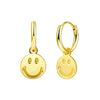 Women's Simple Smiley Face Geometric Earrings With Silver Needle Copper And Color Enamel Electroplated Ear Buckle Design