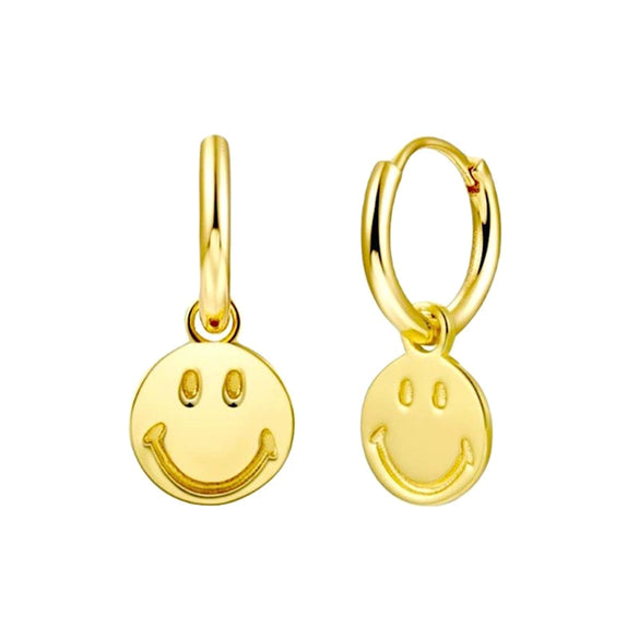Women's Simple Smiley Face Geometric Earrings With Silver Needle Copper And Color Enamel Electroplated Ear Buckle Design