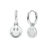 Women's Simple Smiley Face Geometric Earrings With Silver Needle Copper And Color Enamel Electroplated Ear Buckle Design