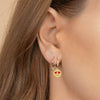 Women's Simple Smiley Face Geometric Earrings With Silver Needle Copper And Color Enamel Electroplated Ear Buckle Design