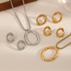 Women's Simple Stainless Steel And Titanium Steel Jewelry Set With Electroplating Snake Bone Chain Earrings And Necklaces