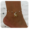Women's Simple Stainless Steel Anklet With Starfish Pendant And Imitation Freshwater Pearl Cute Fashion Foot Jewelry