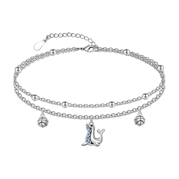 Women's Simple Stainless Steel Double Layer Anklet With Heart Shape Pattern Fashion Foot Jewelry