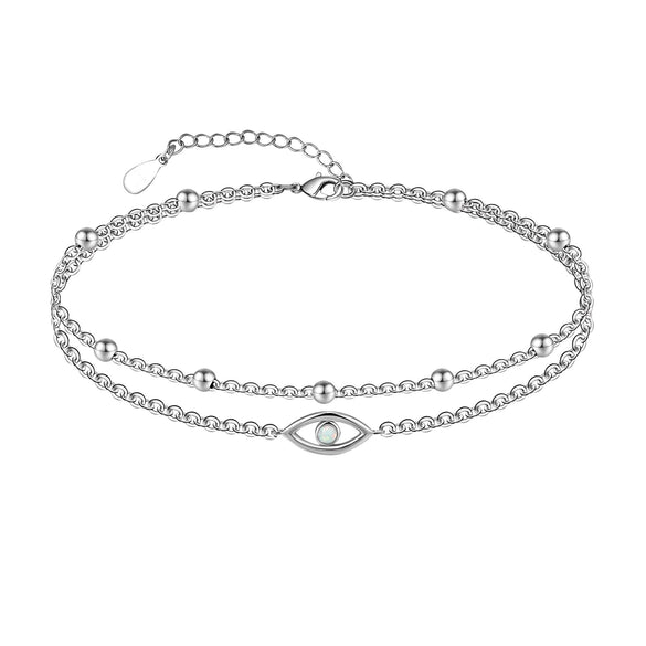 Women's Simple Stainless Steel Double Layer Anklet With Heart Shape Pattern Fashion Foot Jewelry