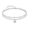 Women's Simple Stainless Steel Double Layer Anklet With Heart Shape Pattern Fashion Foot Jewelry