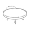 Women's Simple Stainless Steel Double Layer Anklet With Heart Shape Pattern Fashion Foot Jewelry