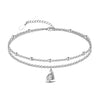 Women's Simple Stainless Steel Double Layer Anklet With Heart Shape Pattern Fashion Foot Jewelry