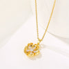 Women's Simple Stainless Steel Flower Pendant Necklace With Mixed Gem Inlay And Electroplating