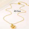 Women's Simple Stainless Steel Flower Pendant Necklace With Mixed Gem Inlay And Electroplating
