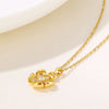Women's Simple Stainless Steel Flower Pendant Necklace With Mixed Gem Inlay And Electroplating
