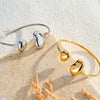Women's Simple Stainless Steel Open Bracelet With Water Drop Shape And 18K Gold Vacuum Plated Light Luxury Design