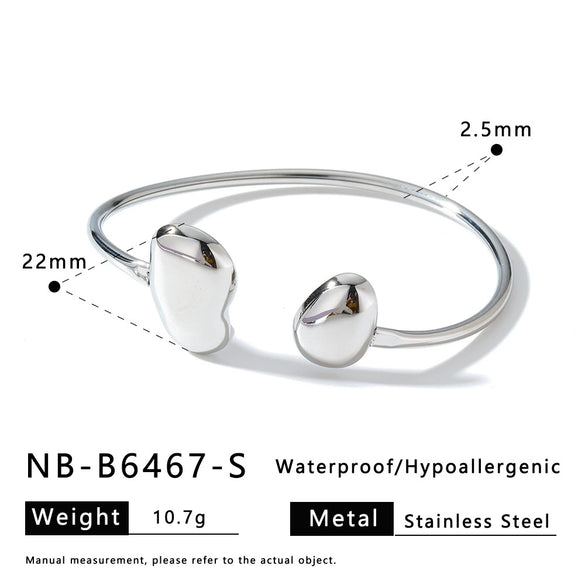 Women's Simple Stainless Steel Open Bracelet With Water Drop Shape And 18K Gold Vacuum Plated Light Luxury Design