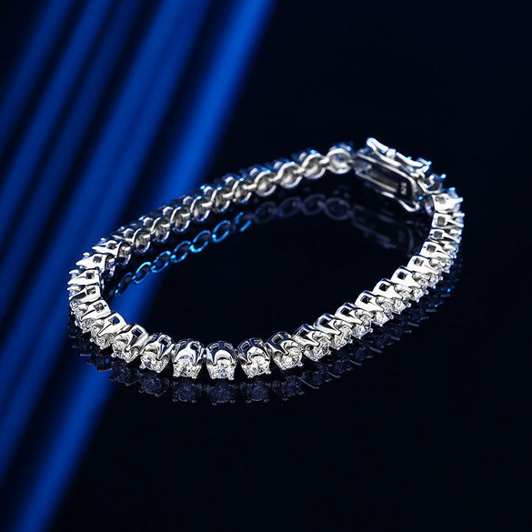 Women's Simple Sterling Silver Geometric High Carbon Diamond Bracelet