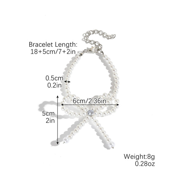 Women's Simple Style Imitation Pearl Bow Bracelet With Electroplating