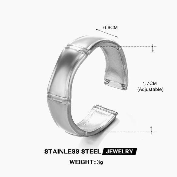 Women's Simple Style Stainless Steel Bamboo Ring With Plant Flowers Pattern And Electroplating Treatment