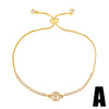 Women's Simple Stylish Copper Goldplated Inlaid Artificial Gem And Semiprecious Stone Heart Shape Cross Pull Bracelet Inlaid Zircon
