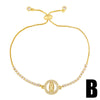 Women's Simple Stylish Copper Goldplated Inlaid Artificial Gem And Semiprecious Stone Heart Shape Cross Pull Bracelet Inlaid Zircon