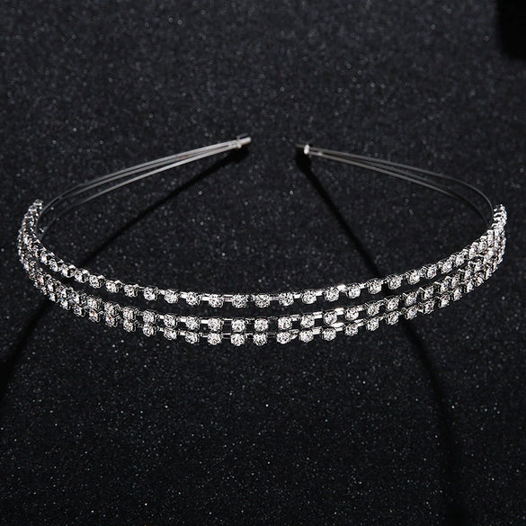 Women's Simple Three Layer Rhinestone Headband Metal Diamond Style Hair Accessory For Daily Wear And Party