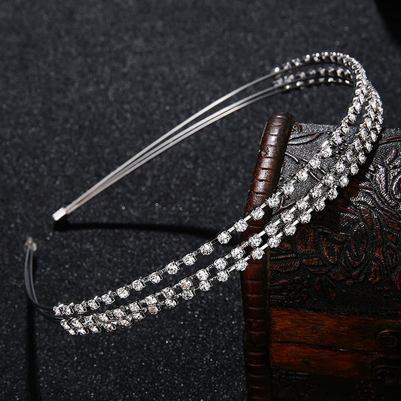 Women's Simple Three Layer Rhinestone Headband Metal Diamond Style Hair Accessory For Daily Wear And Party