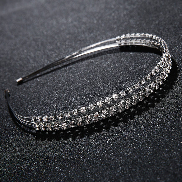 Women's Simple Three Layer Rhinestone Headband Metal Diamond Style Hair Accessory For Daily Wear And Party