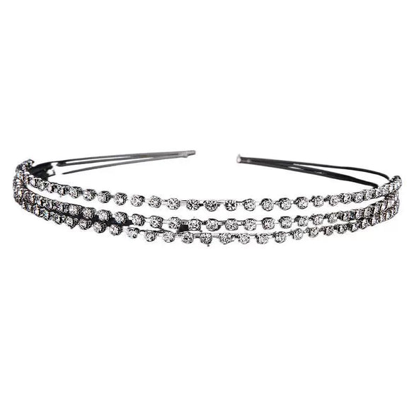 Women's Simple Three Layer Rhinestone Headband Metal Diamond Style Hair Accessory For Daily Wear And Party