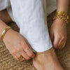Women's Simple Trendy Freshwater Pearl Doublelayer Titanium Steel Geometric Anklet