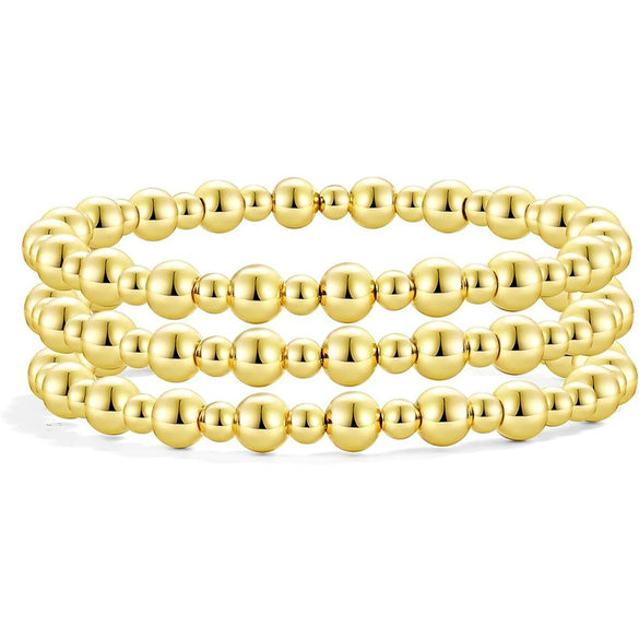 Women’s Simple Trendy Geometric U Shape Bracelet And Jewelry Set In Electroplated Copper With Silver And Gold Bead Retro Style