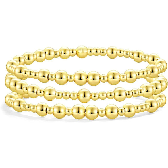 Women’s Simple Trendy Geometric U Shape Bracelet And Jewelry Set In Electroplated Copper With Silver And Gold Bead Retro Style