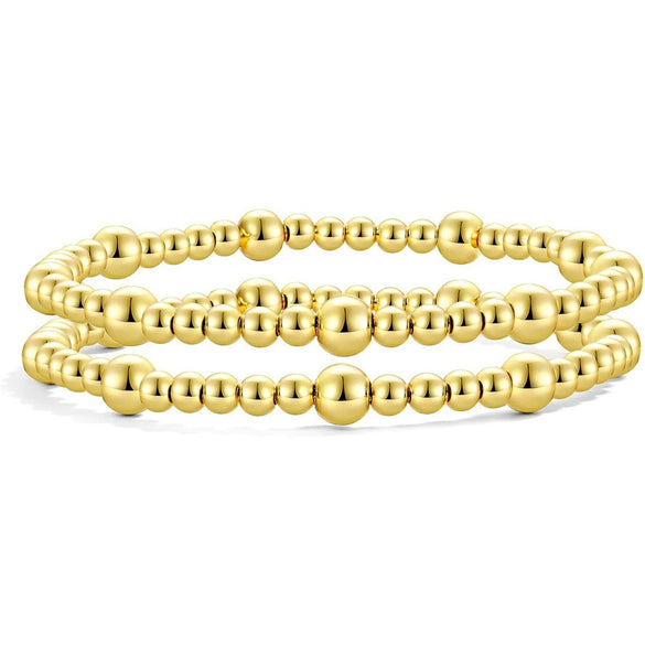 Women’s Simple Trendy Geometric U Shape Bracelet And Jewelry Set In Electroplated Copper With Silver And Gold Bead Retro Style