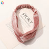 Women's Simple Velvet Bow Knotted Cross Headband With Elastic Cloth Hair Accessory