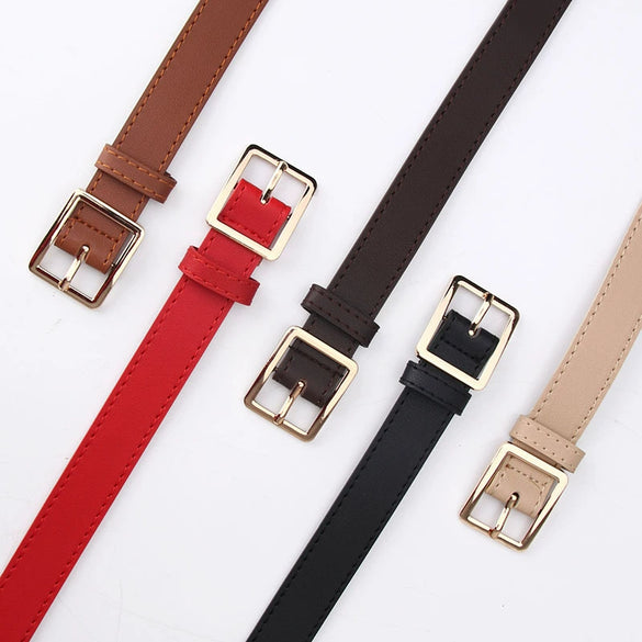 Women's Simple Versatile Pu Leather Belt With Alloy Pin Buckle Electroplated Finish Fashion Decorative Belt