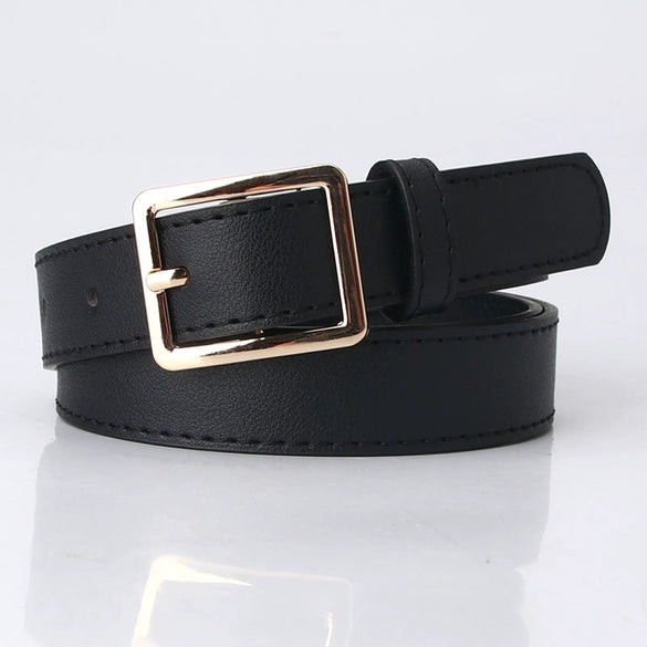 Women's Simple Versatile Pu Leather Belt With Alloy Pin Buckle Electroplated Finish Fashion Decorative Belt