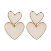Women's Simple White Heart Alloy Earrings With Dripping Oil Finish Retro Fashion Earrings