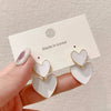 Women's Simple White Heart Alloy Earrings With Dripping Oil Finish Retro Fashion Earrings