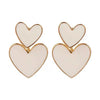 Women's Simple White Heart Alloy Earrings With Dripping Oil Finish Retro Fashion Earrings