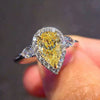 Women's Simple Yellow Water Drop Pear Shaped Zircon Copper Ring
