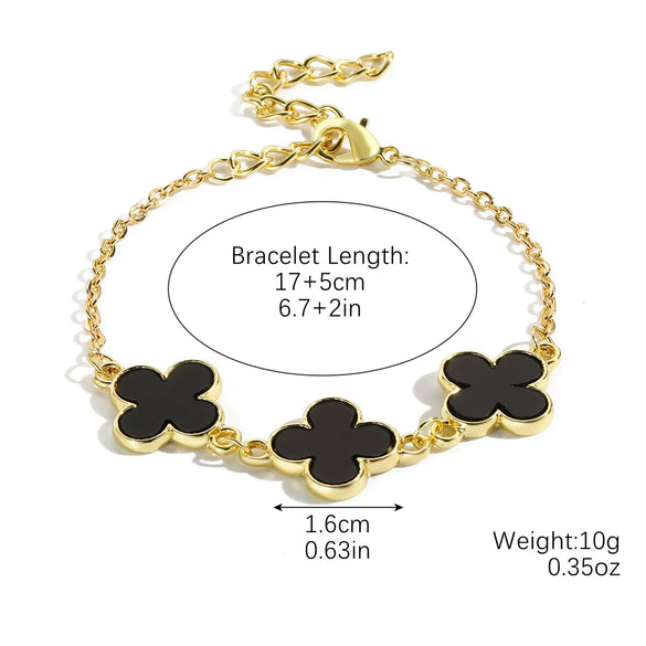 Women's Simple Zinc Alloy Fourleaf Clover Geometric Pattern Electroplated Bracelet