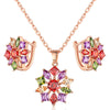 Women's Simple Zircon Earrings And Necklace Set With Flower Pendant Short Clavicle Chain Electroplated Fashion Jewelry