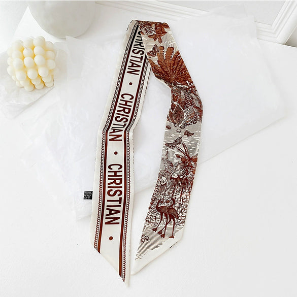 Women's Simulated Silk Long Narrow Decorative Scarf Thin Summer Ribbon Hair Tie And Bag Scarf