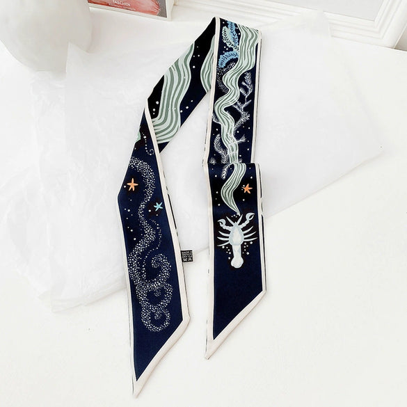 Women's Simulated Silk Long Narrow Decorative Scarf Thin Summer Ribbon Hair Tie And Bag Scarf