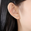 Women's Single Geometric Copper Ear Cuff Earring With Colored Zircon And Electroplated Finish Fashion Jewelry Wholesale