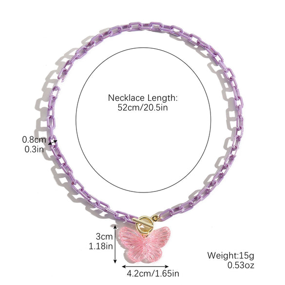 Women's Small Fresh Acrylic Butterfly Necklace With Geometric Pattern And Electroplating Process