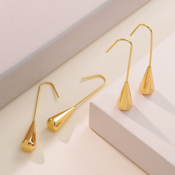 Women's Small Fresh Drop Shape Stainless Steel Earrings With Electroplating