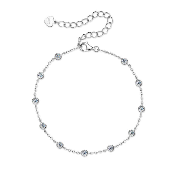 Women's Small Fresh Geometric Moissanite Pure Silver Electroplated Bracelet